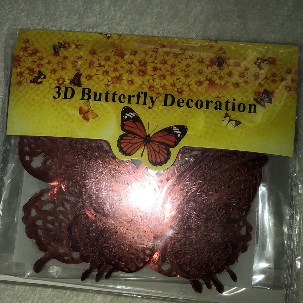 3D Butterfly Decoration Rose‎ Gold Pack New